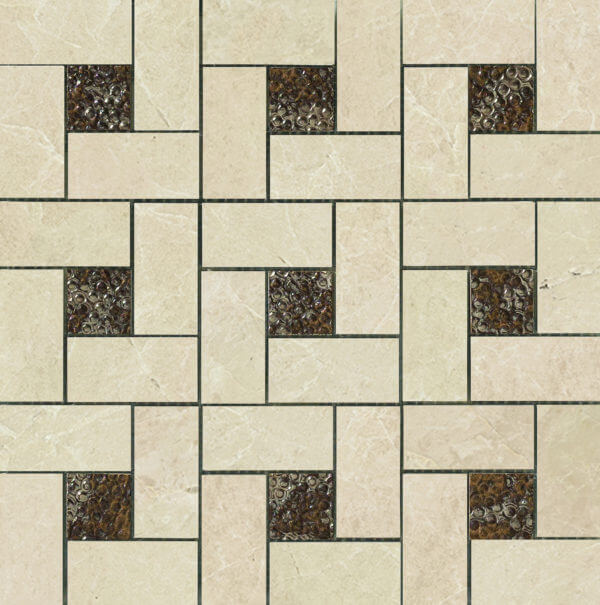 Happy Floors Arona Pinwheel 12" x 12" Porcelain Mosaic
