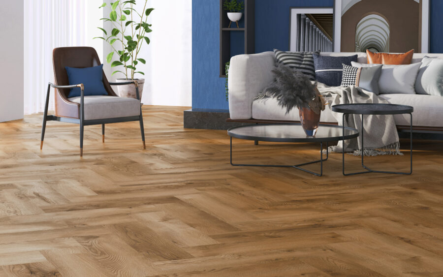 Inhaus Lamdura Manor Herringbone 5.2" x 25.3" Laminate Plank Biltmore