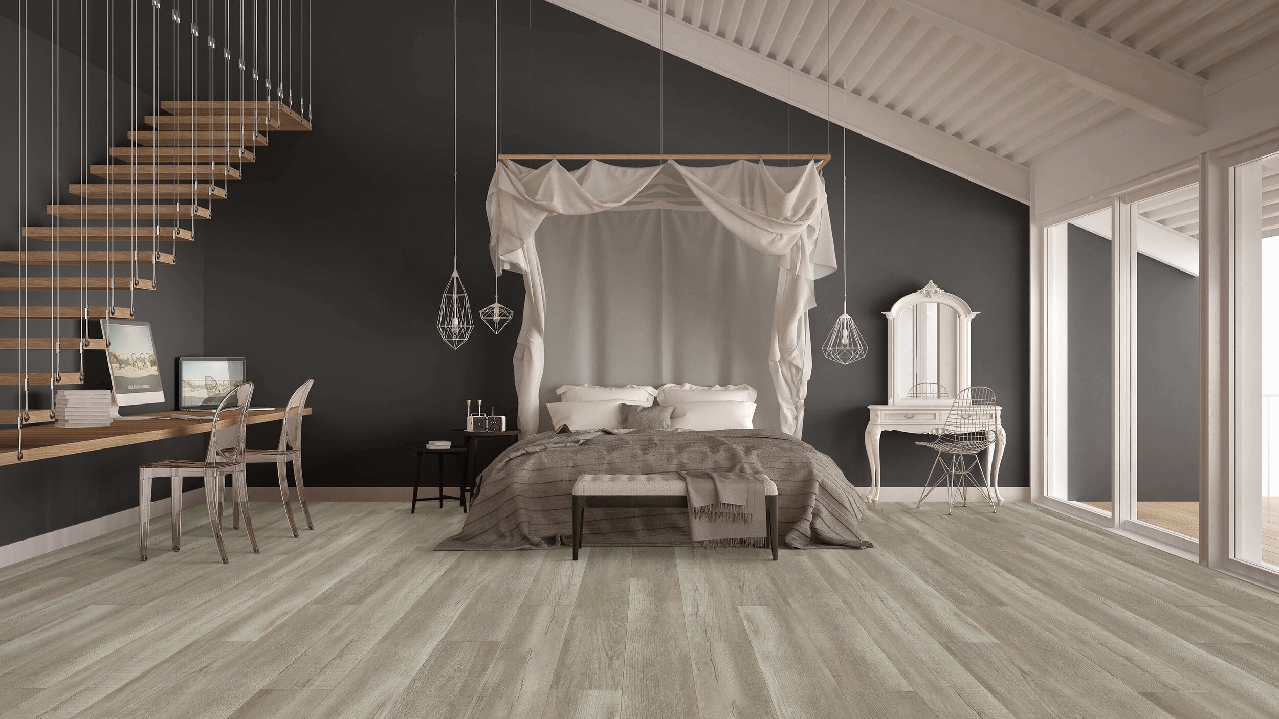 Happy Feet International Perseverance 9" x 60" Vinyl Plank Snow Cap