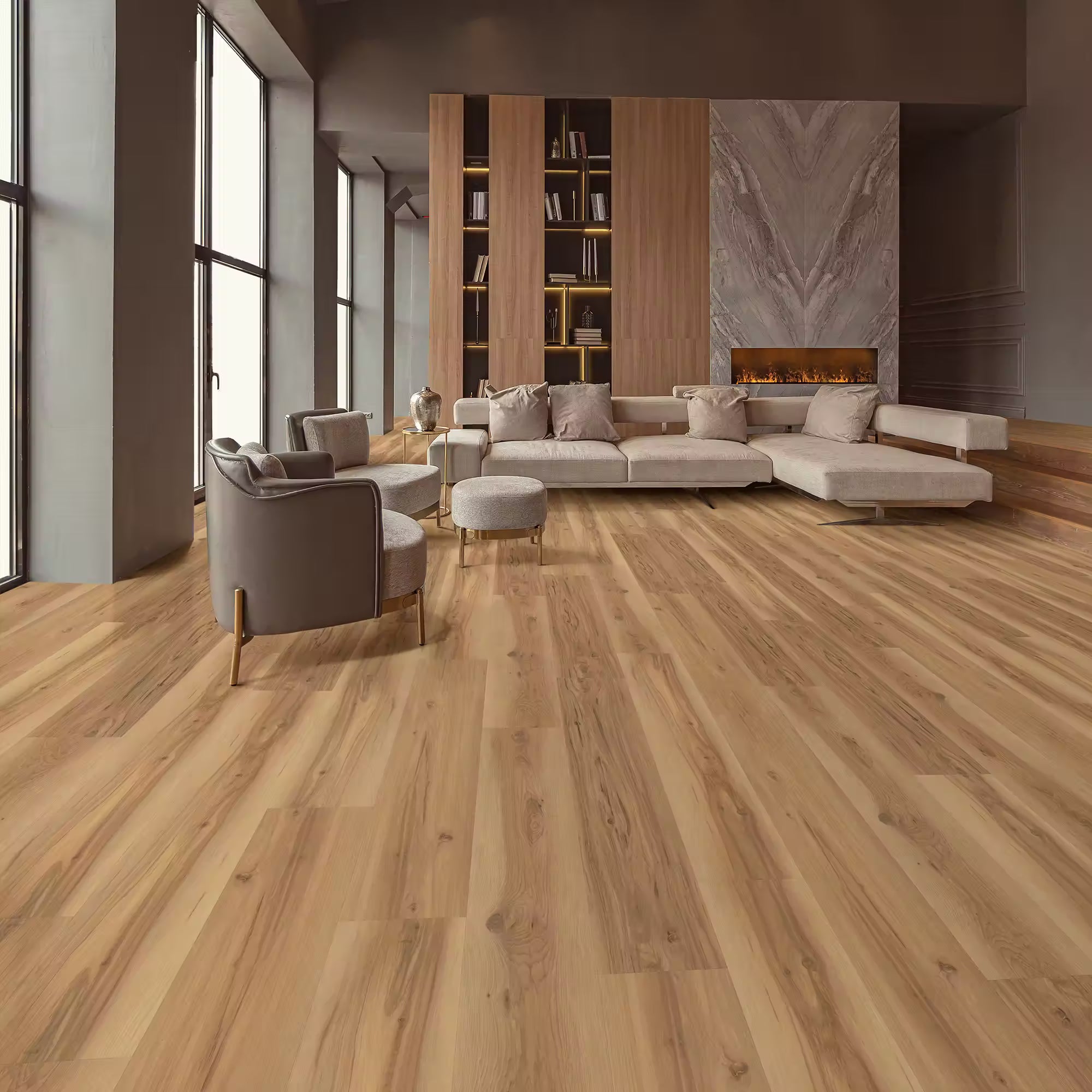 Happy Feet International Dynamic Fit 9" x 60" Vinyl Plank Natural Hickory