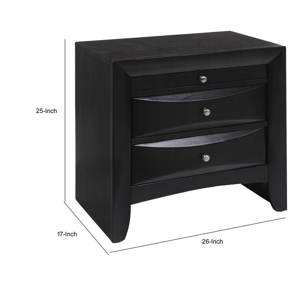 ACME Contemporary 2 Drawer Wood Nightstand By Ireland , Black