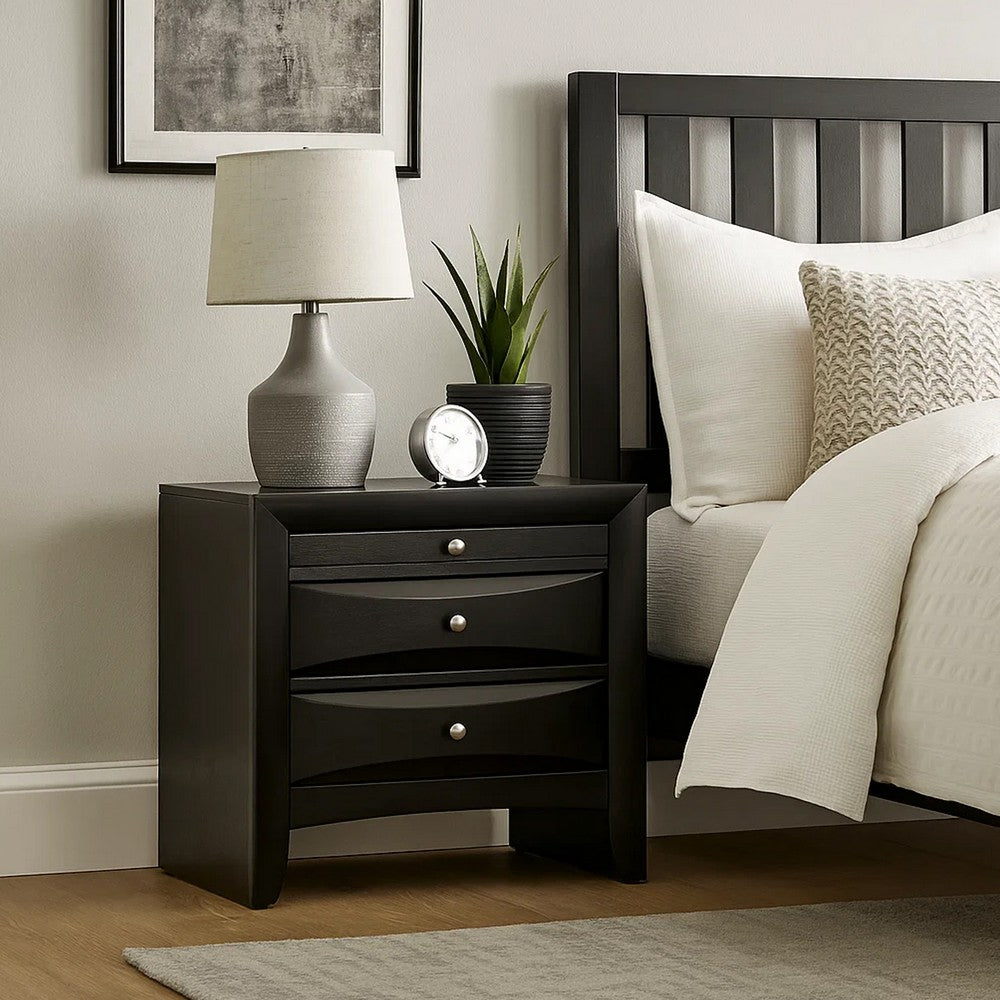 ACME Contemporary 2 Drawer Wood Nightstand By Ireland , Black