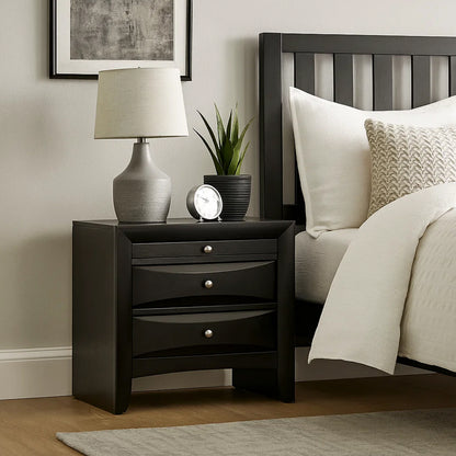 ACME Contemporary 2 Drawer Wood Nightstand By Ireland , Black