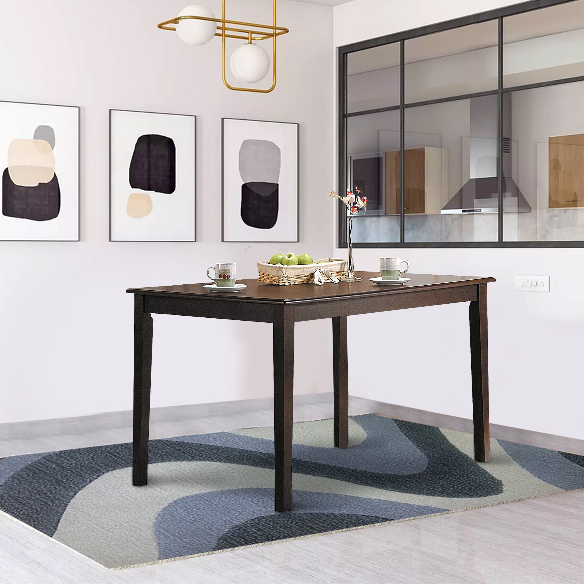 ACME Wooden Dining Table With Tapered Legs, Espresso Brown
