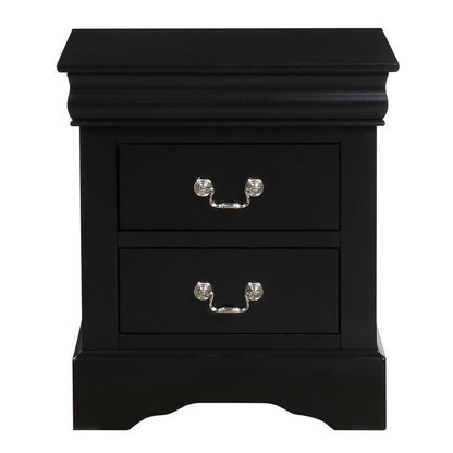 ACME Traditional 2 Drawers wood Nightstand By Louis Philippe III, Black