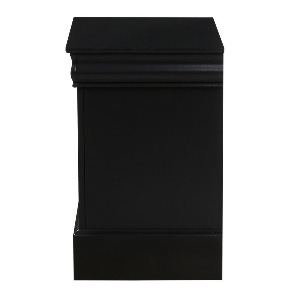 ACME Traditional 2 Drawers wood Nightstand By Louis Philippe III, Black