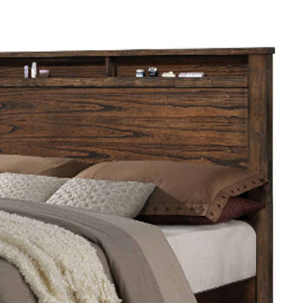 ACME Contemporary Style Spacious Queen Bed With Storage Footboard, Brown