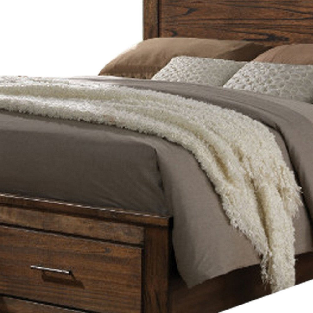 ACME Contemporary Style Spacious Queen Bed With Storage Footboard, Brown