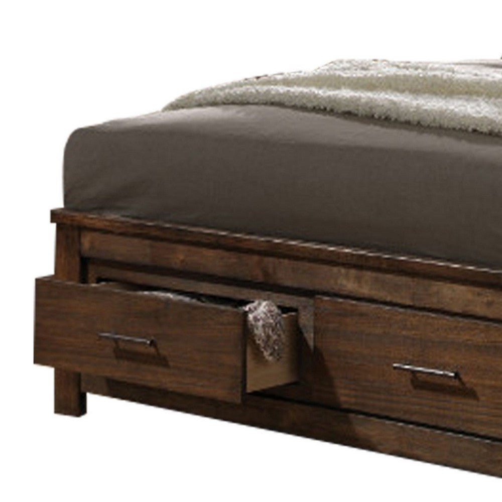 ACME Contemporary Style Spacious Queen Bed With Storage Footboard, Brown