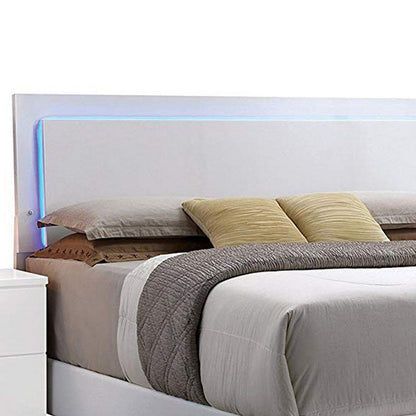 Benjara Contemporary Style Queen Size Wooden Panel Bed with Headboard, White