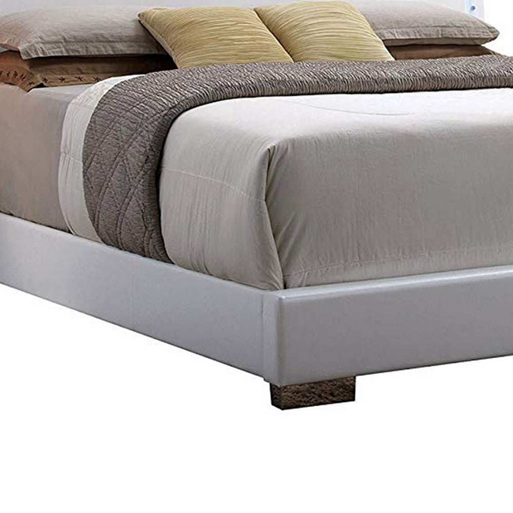 Benjara Contemporary Style Queen Size Wooden Panel Bed with Headboard, White