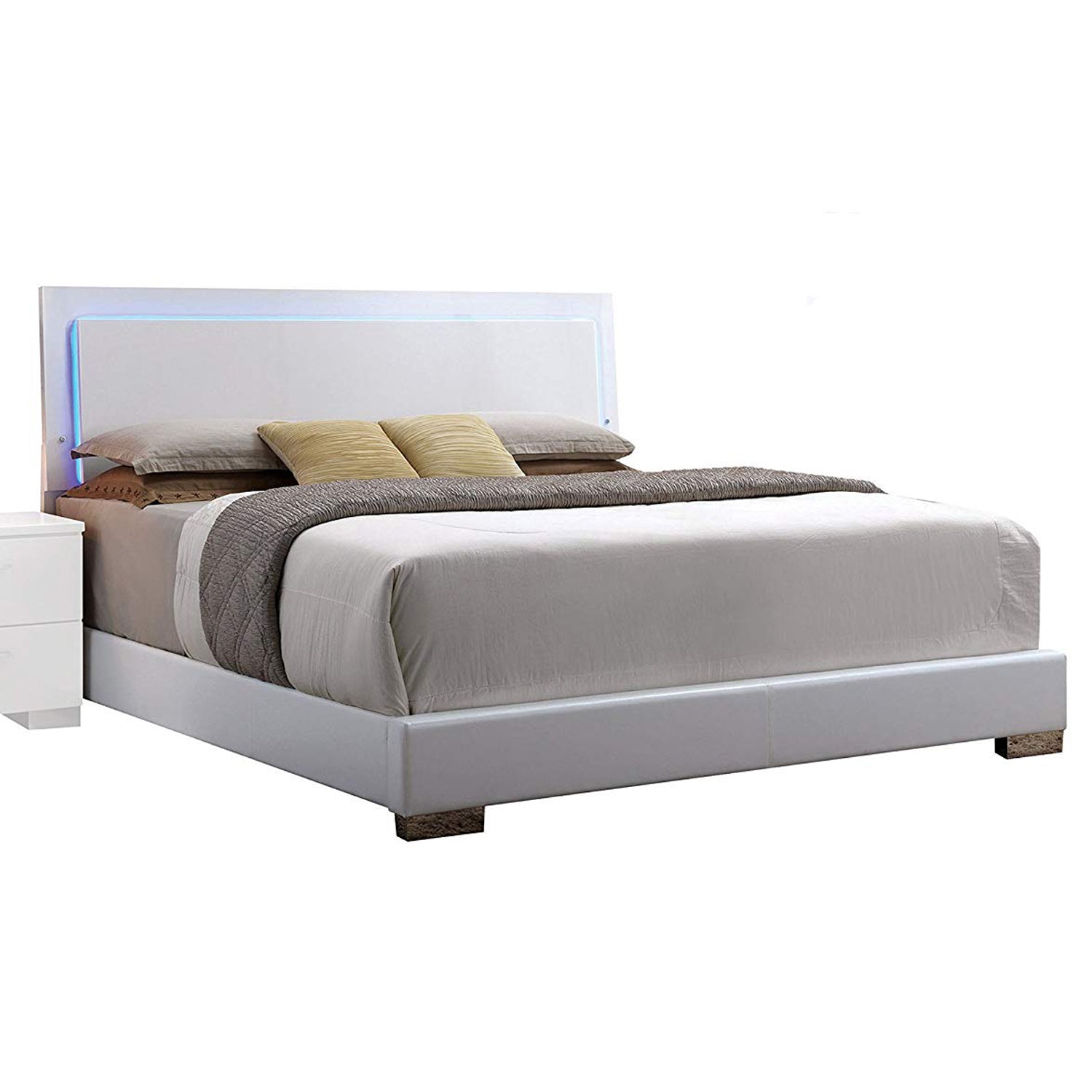 Benjara Contemporary Style Queen Size Wooden Panel Bed with Headboard, White