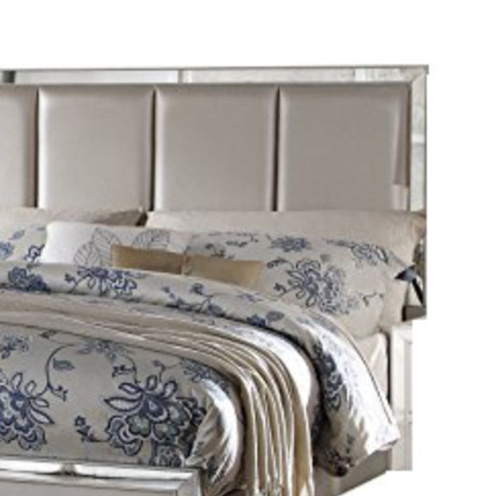 ACME Contemporary Style Elegant Queen Size Bed With Padded Headboard, Gold