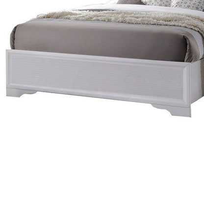 Benjara Wooden Twin Size bed with Bracket Legs And Crystal Accented Headboard, White