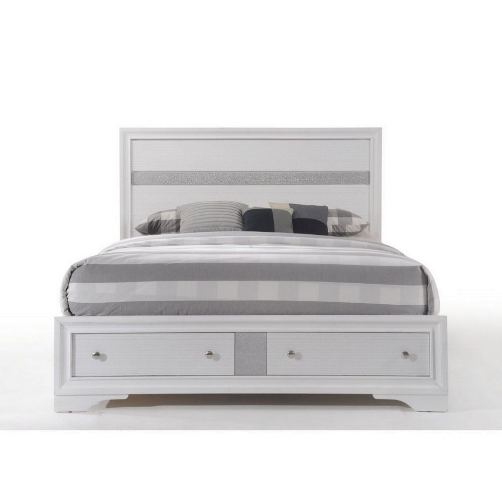 ACME Classy Queen Size Bed With Storage, White