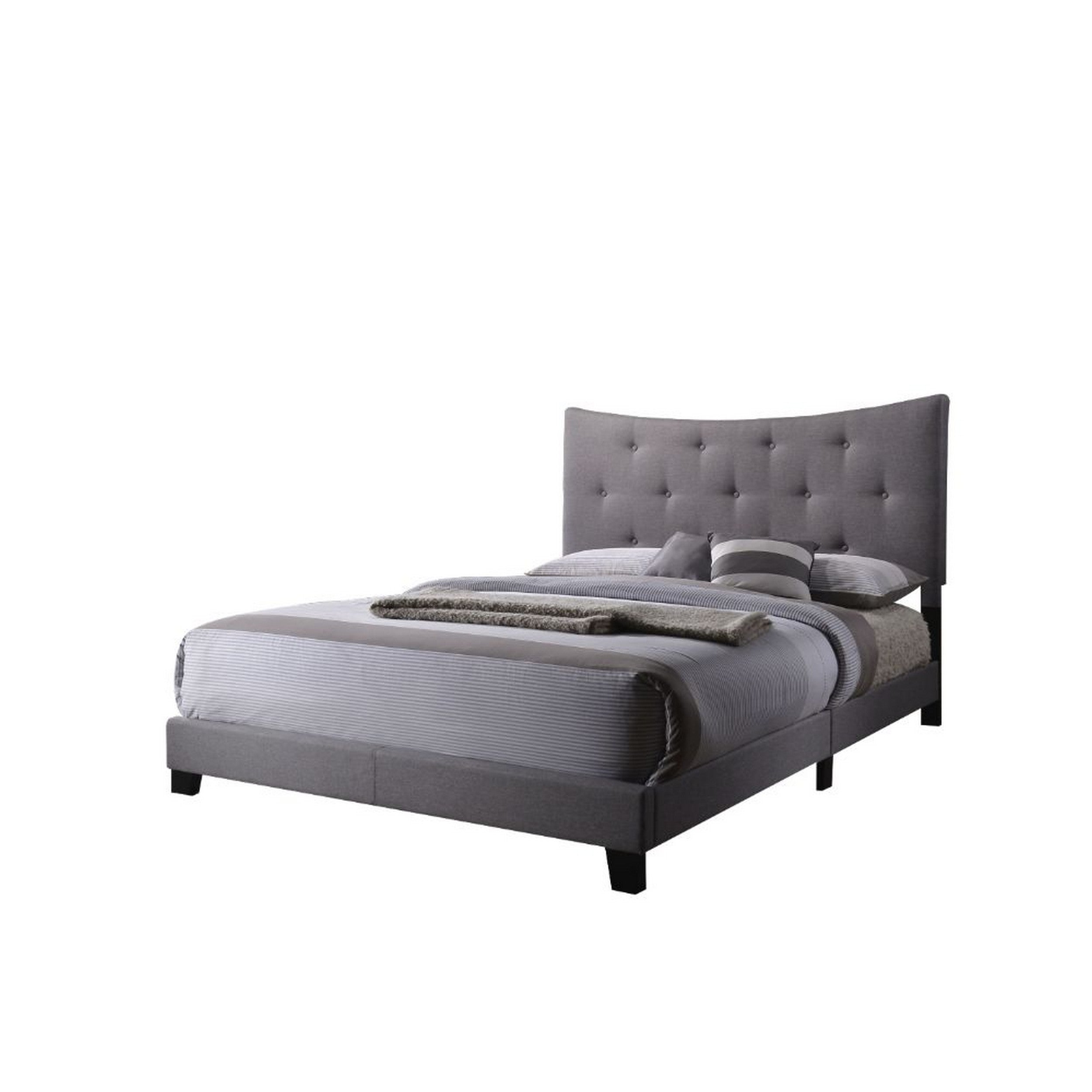 ACME Luxurious Contemporary Style Upholstered Queen Bed, Grey