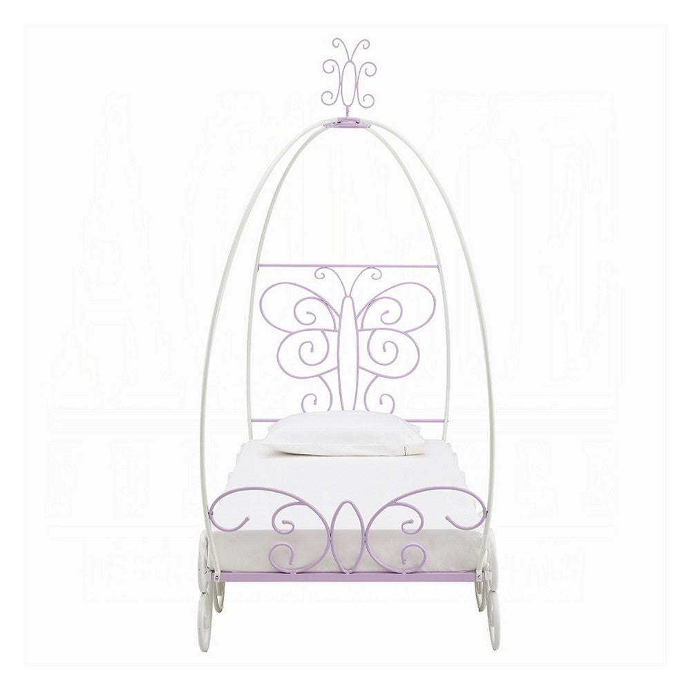 ACME Angel Full Bed with Canopy, White & Purple