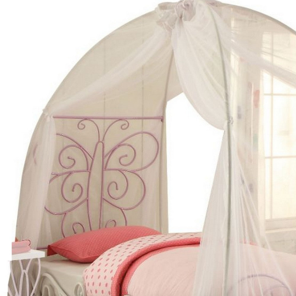 ACME Angel Full Bed with Canopy, White & Purple