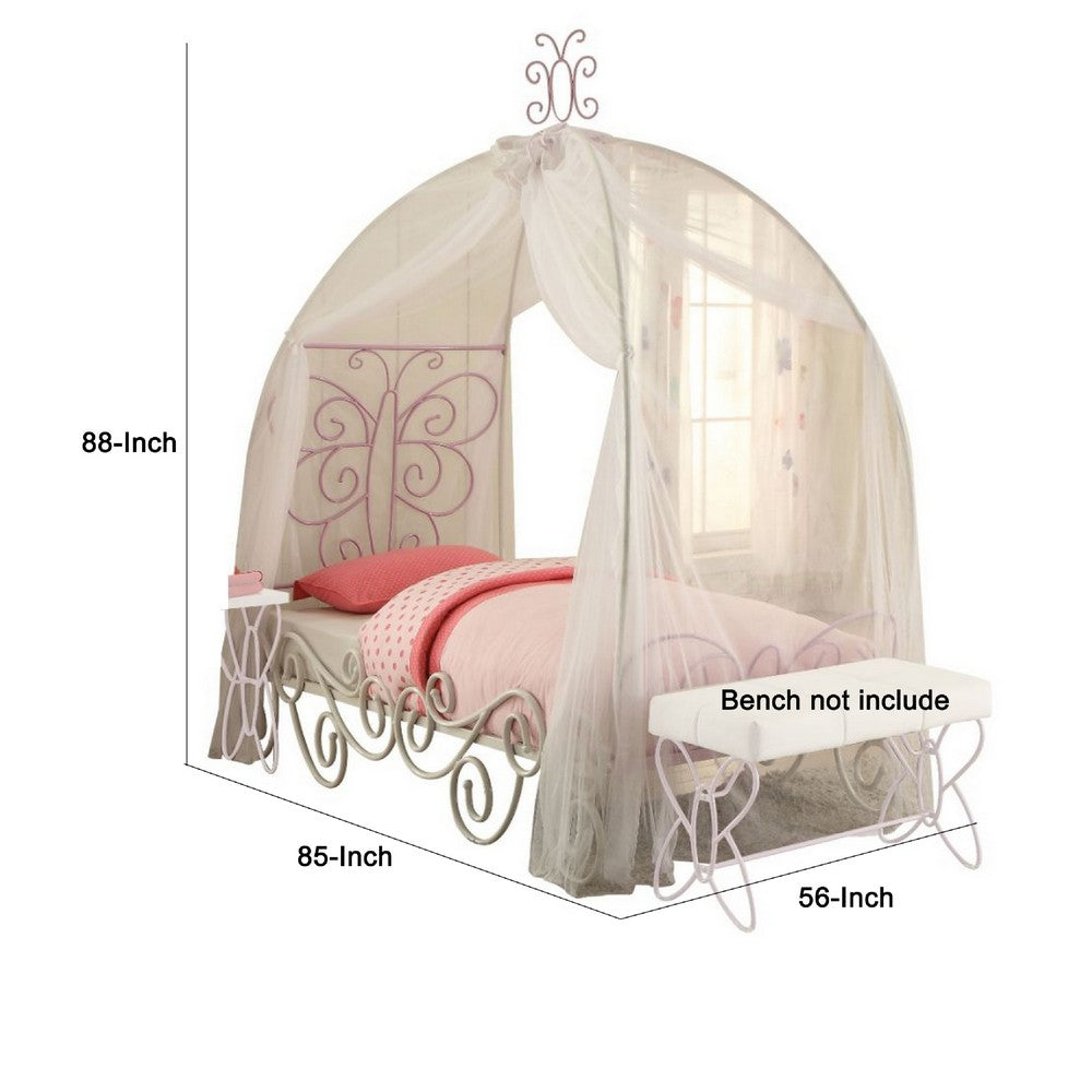 ACME Angel Full Bed with Canopy, White & Purple