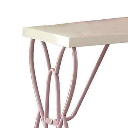 Benzara Wood And Metal One Drawer Butterfly Design Nightstand, White & Light Purple