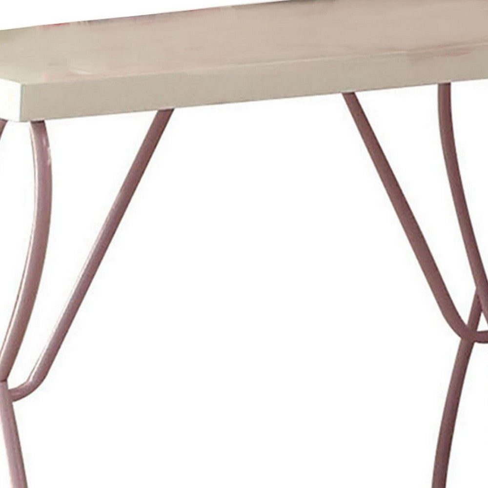 Benzara Wood And Metal One Drawer Butterfly Design Nightstand, White & Light Purple