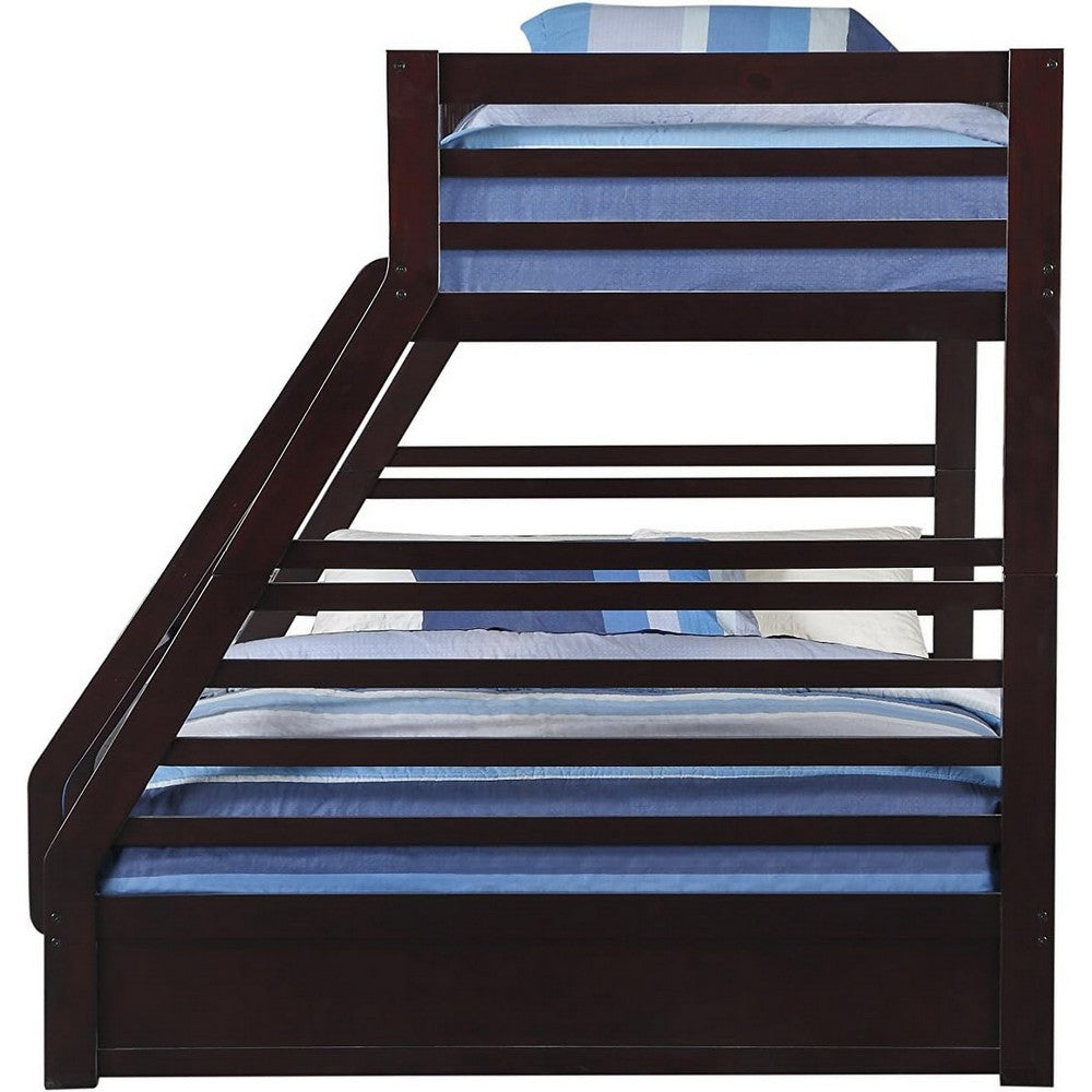 ACME Wooden TwinXL/Queen Bunk Bed with Drawers, Espresso Brown