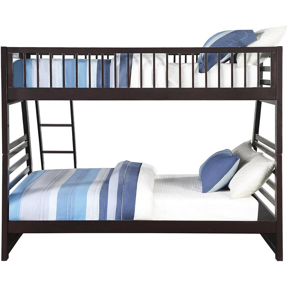 ACME Wooden TwinXL/Queen Bunk Bed with Drawers, Espresso Brown