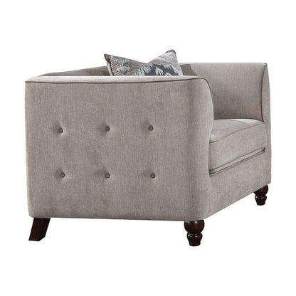 Benzara Fabric Upholstery Chair With Button Tufted Backrest And Sides, Light Gray