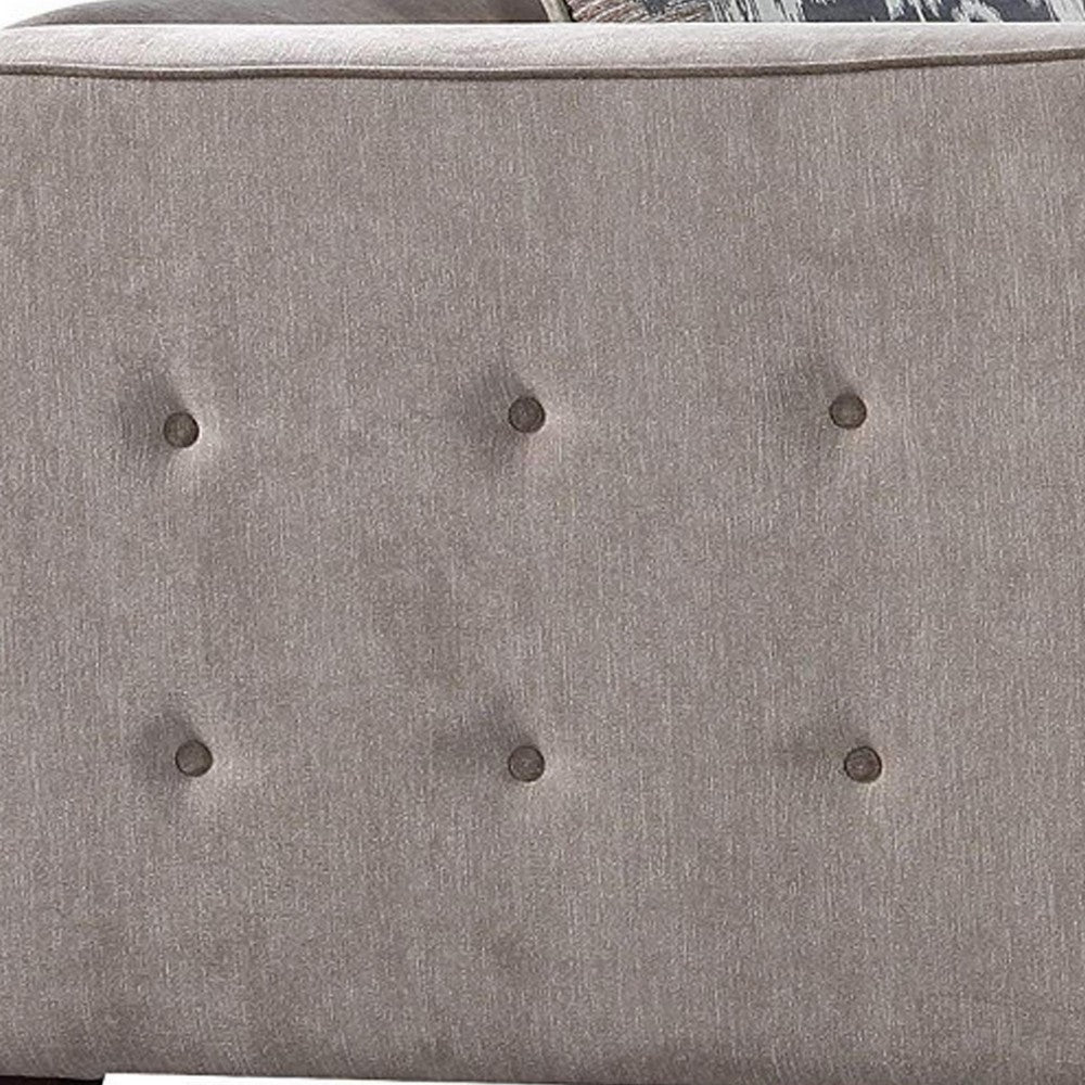 Benzara Fabric Upholstery Chair With Button Tufted Backrest And Sides, Light Gray