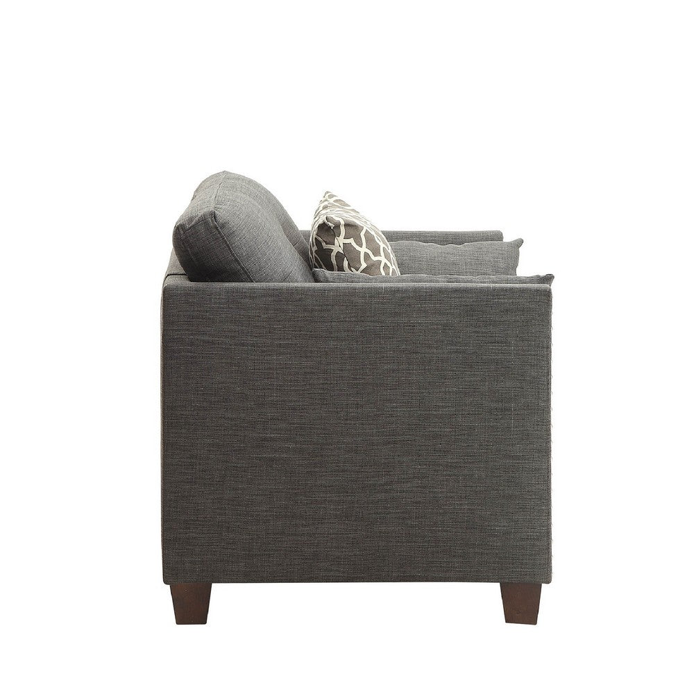 Benzara 34 Inch Wide Nailhead Fabric Upholstered Accent Chair, Gray