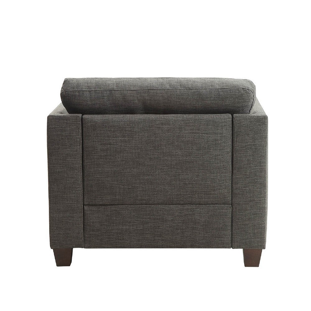 Benzara 34 Inch Wide Nailhead Fabric Upholstered Accent Chair, Gray