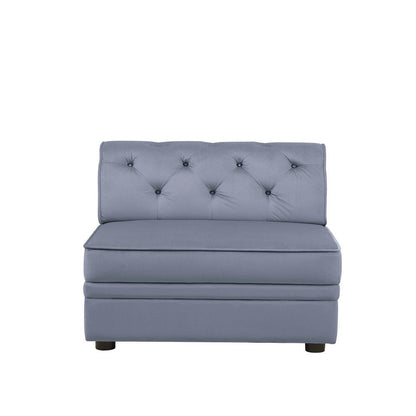Benzara Traditional Style Velvet Modular Armless Chair with Tufting, Gray