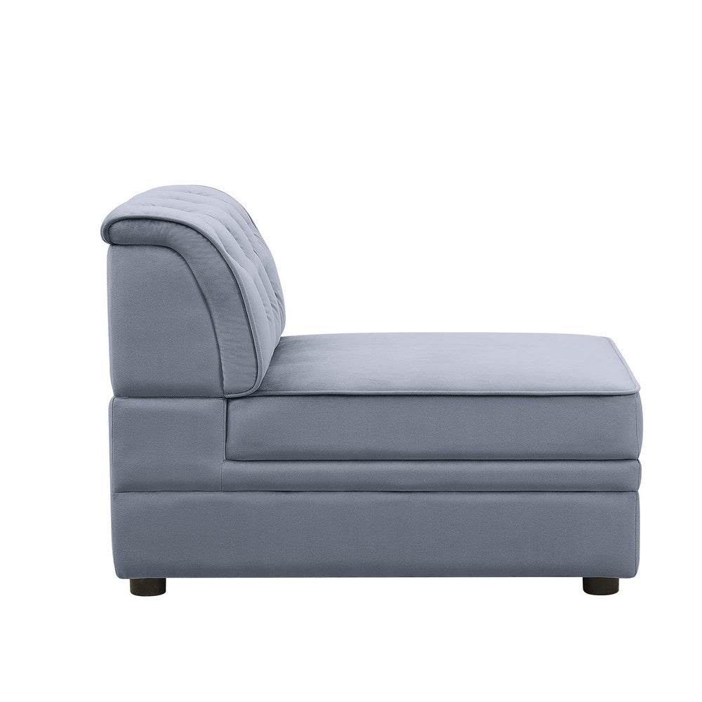 Benzara Traditional Style Velvet Modular Armless Chair with Tufting, Gray