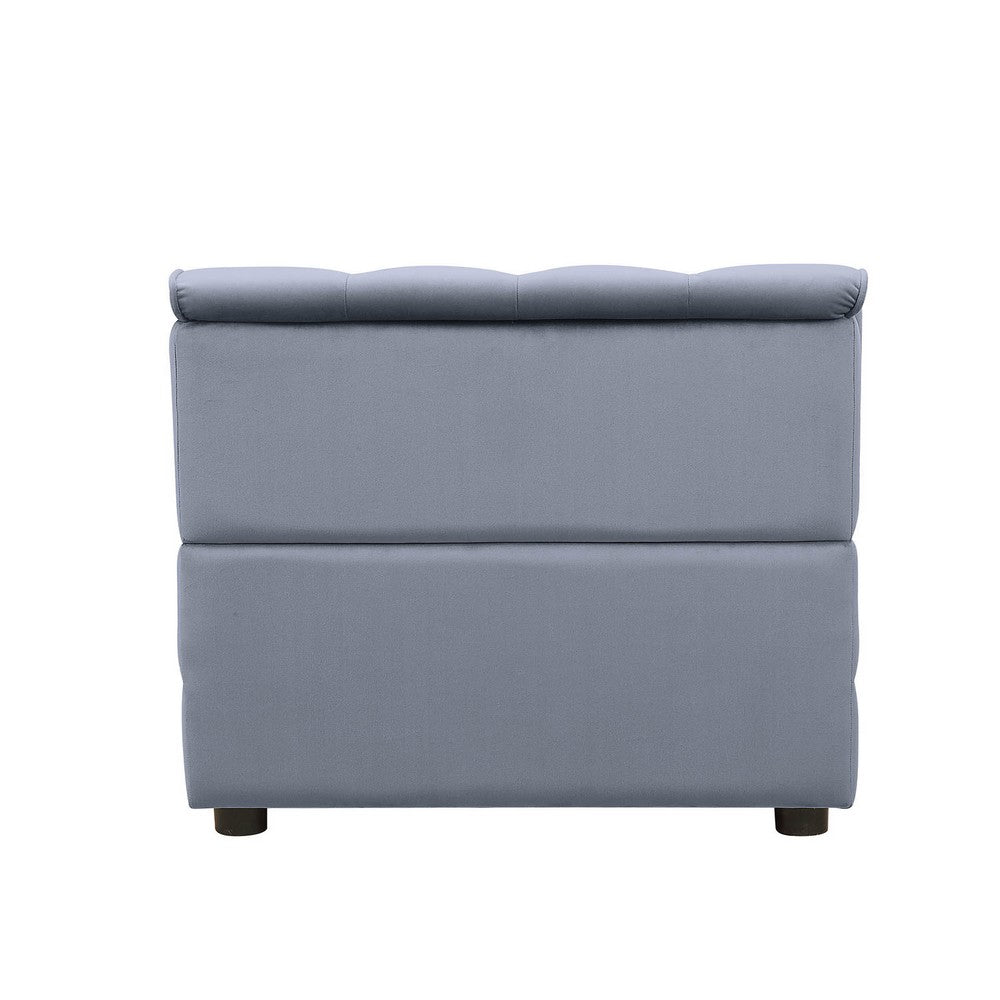 Benzara Traditional Style Velvet Modular Armless Chair with Tufting, Gray