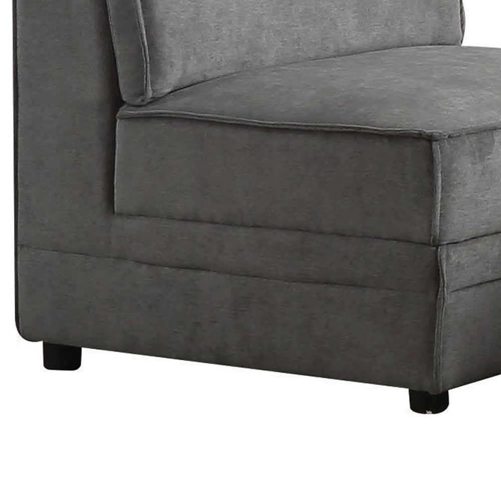 ACME Bois Armless Chair (Reversible), Gray Velvet