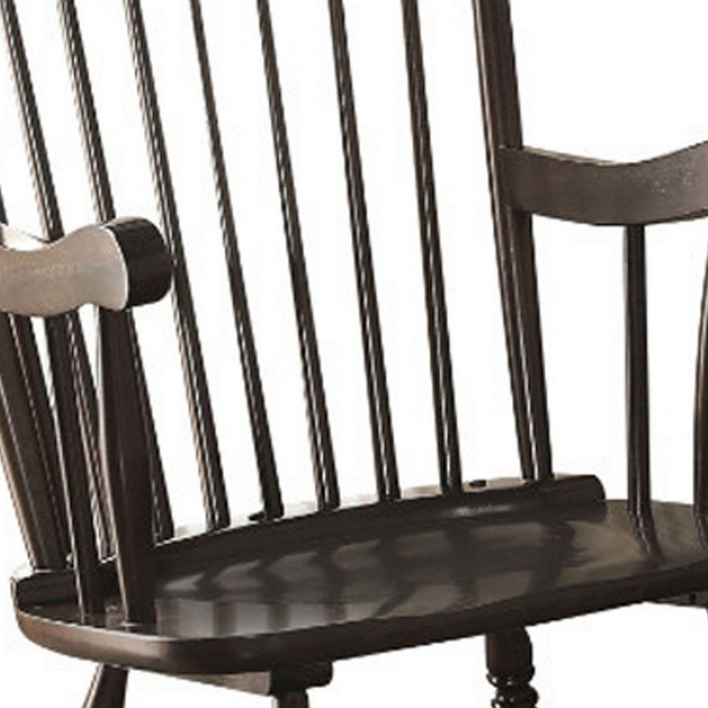 Benzara Traditional Style Wooden Rocking Chair with Contoured Seat, Black