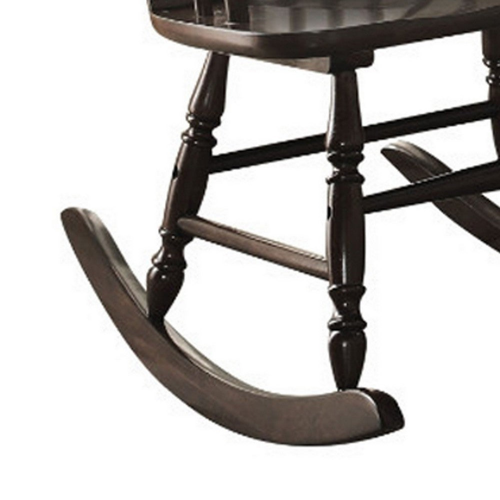 Benzara Traditional Style Wooden Rocking Chair with Contoured Seat, Black