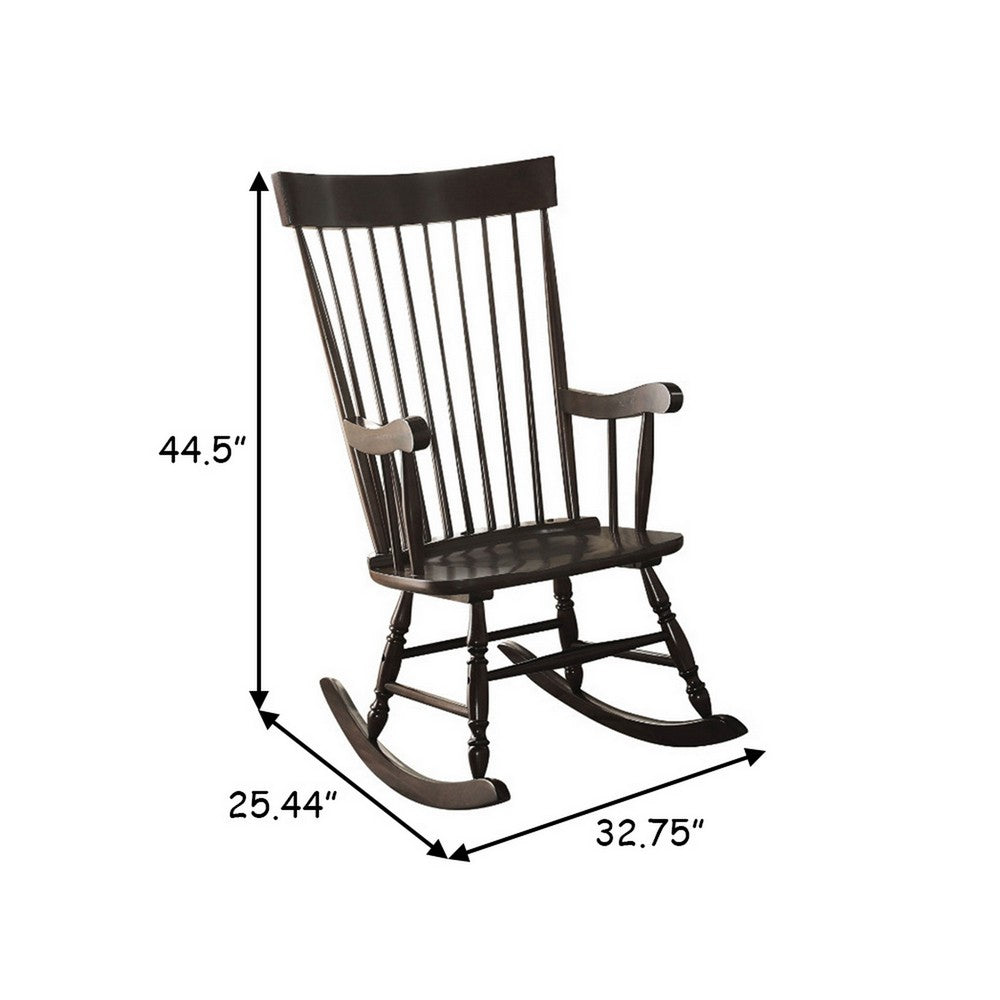Benzara Traditional Style Wooden Rocking Chair with Contoured Seat, Black