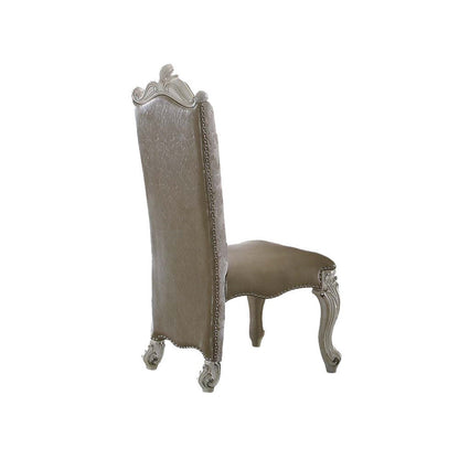 Benzara 27 Inch Wide Dining Side Chair, Faux Leather, Set of 2, White