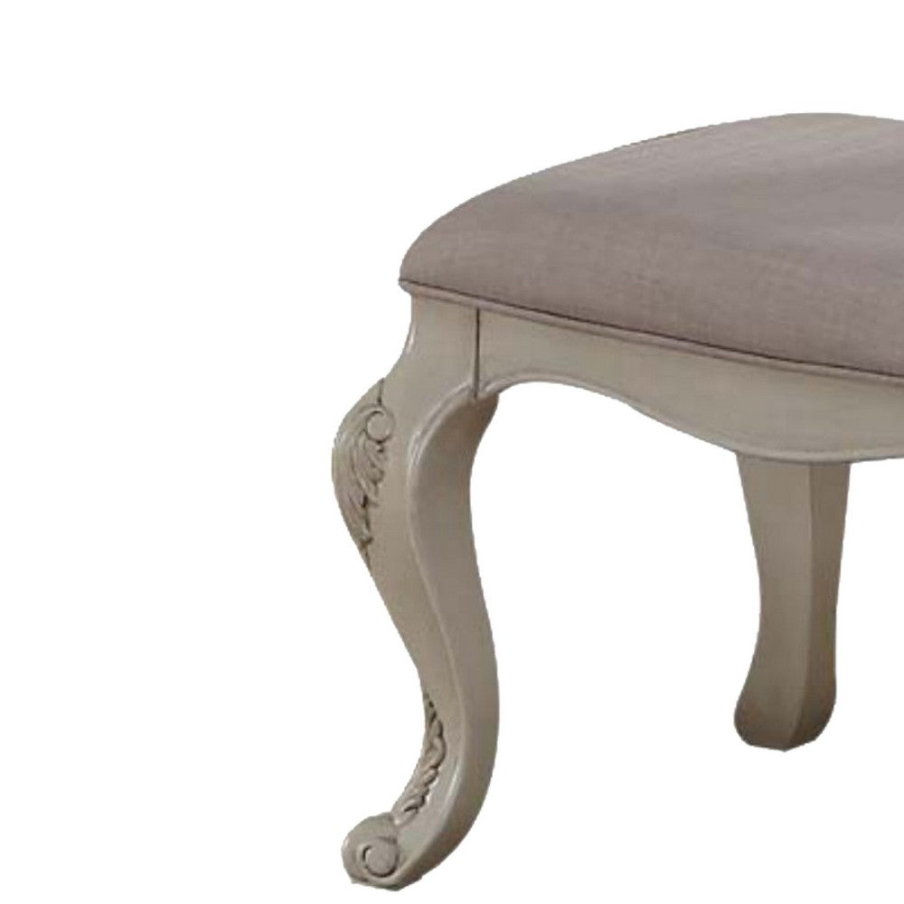 Benzara 26 Inch Wide Upholstered Dining Side Chair, Set of 2, White