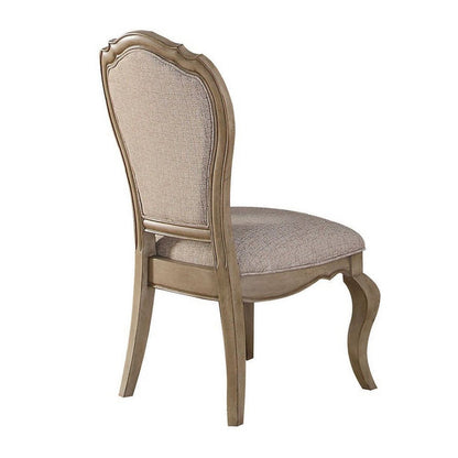 Benzara Button Tufted Upholstered Dining Side Chair, Set of 2, Beige