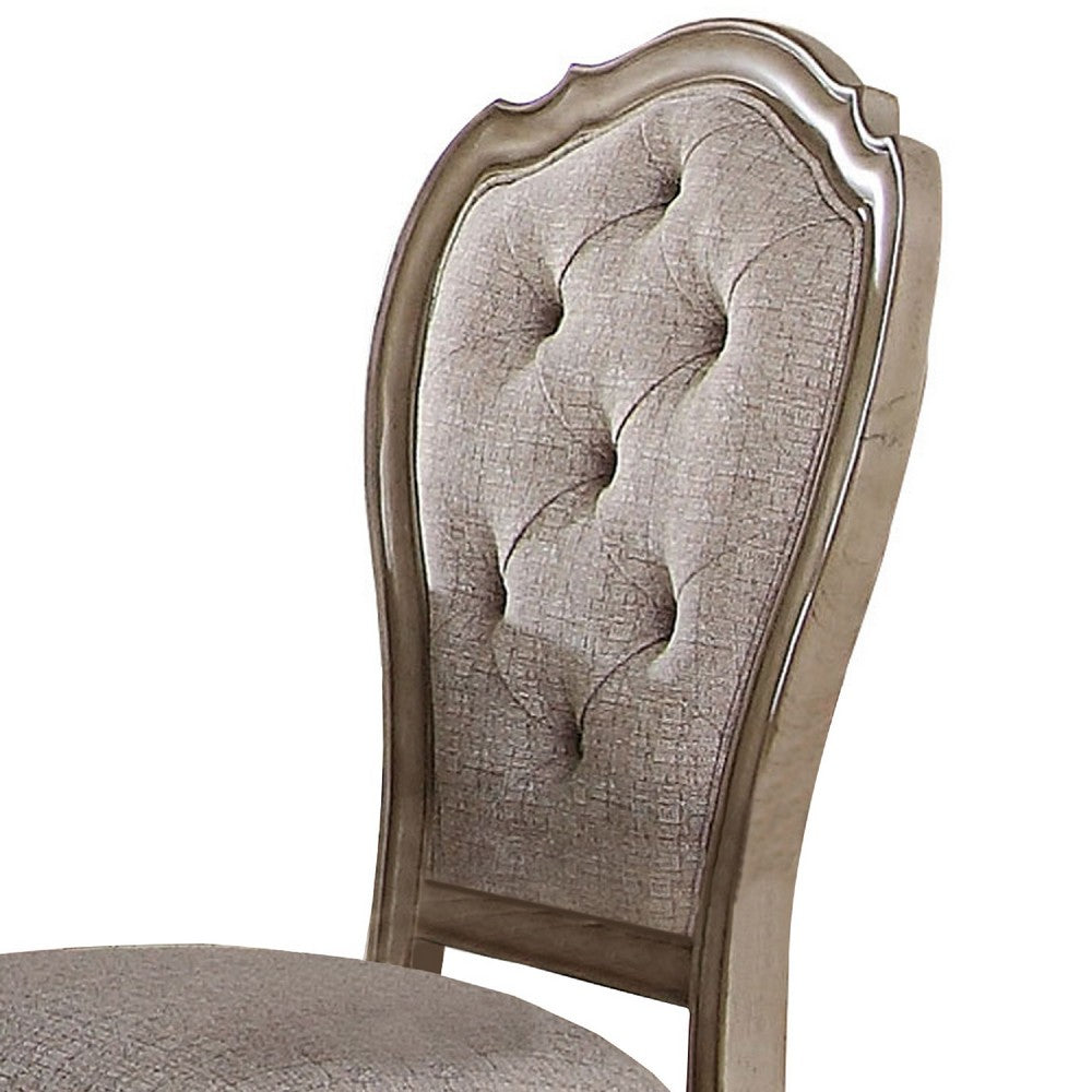Benzara Button Tufted Upholstered Dining Side Chair, Set of 2, Beige