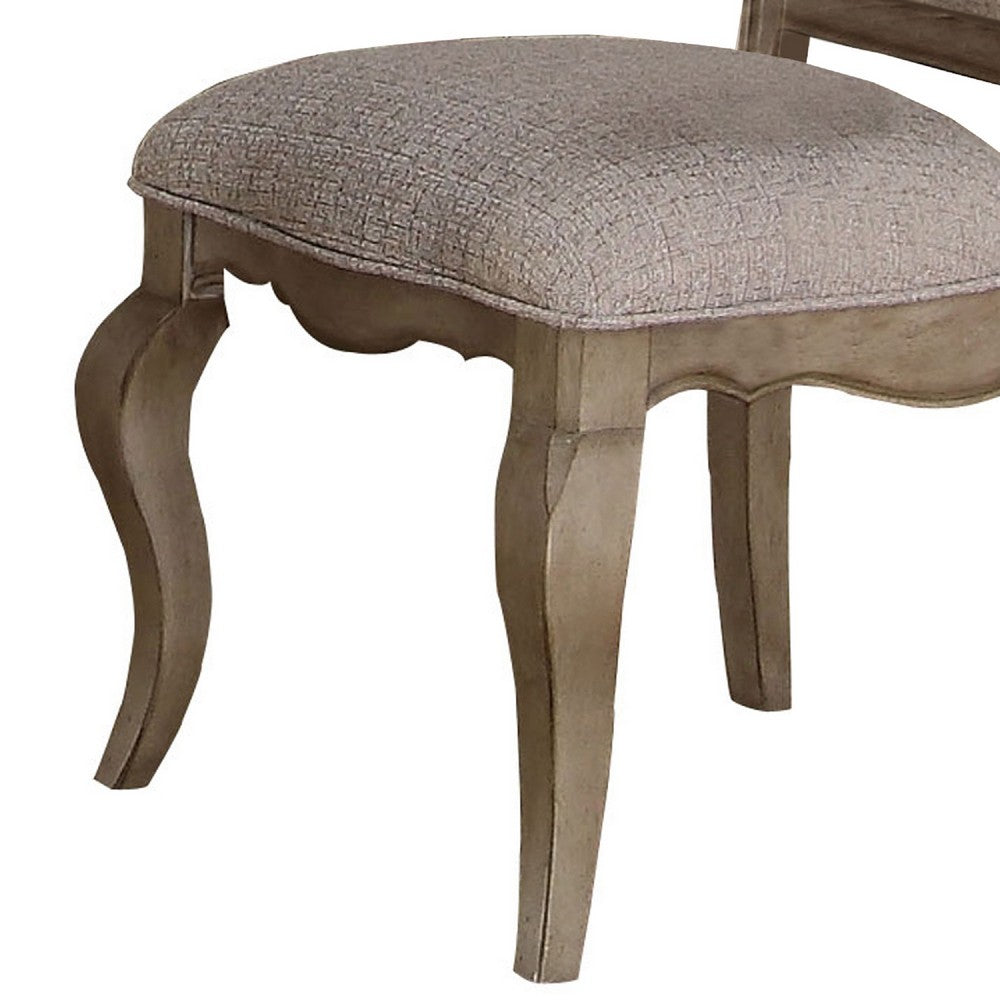 Benzara Button Tufted Upholstered Dining Side Chair, Set of 2, Beige