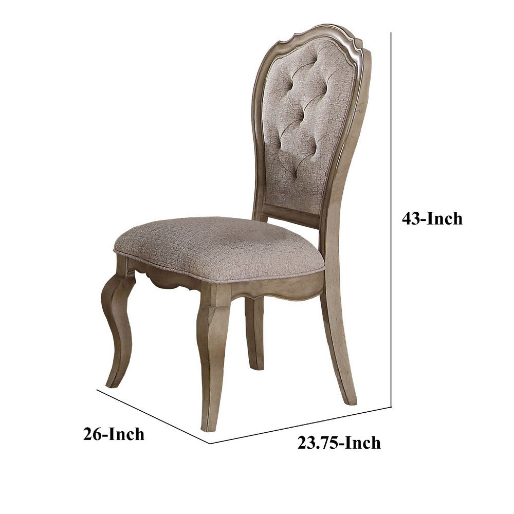 Benzara Button Tufted Upholstered Dining Side Chair, Set of 2, Beige