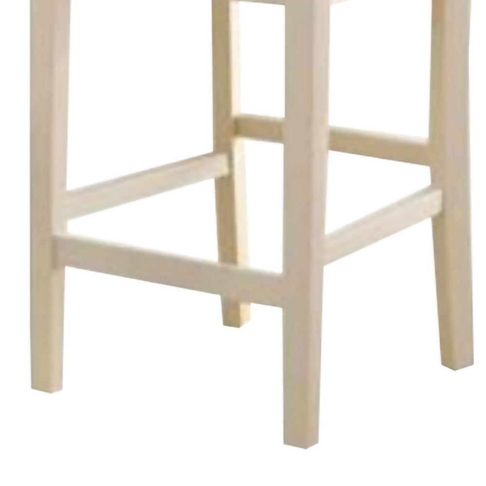Benzara Transitional style Wooden Counter Height Chair with Cross Back, Set of 2, Cream