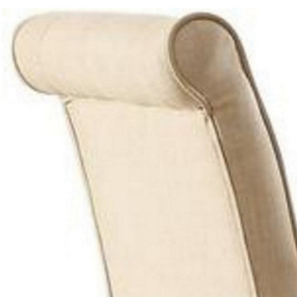 Benzara Dining Chair with Fabric Button Tufted Back, Set of 2, Beige