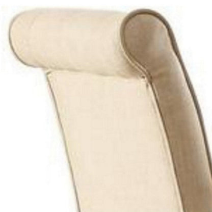Benzara Dining Chair with Fabric Button Tufted Back, Set of 2, Beige
