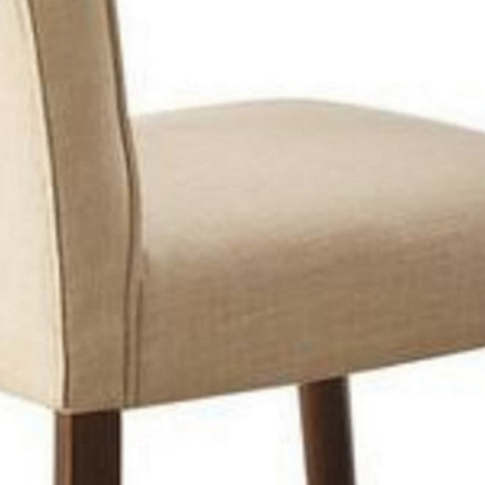 Benzara Dining Chair with Fabric Button Tufted Back, Set of 2, Beige