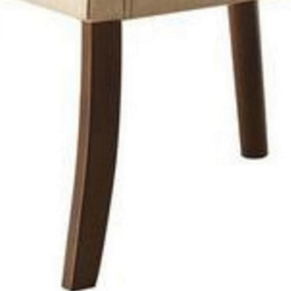 Benzara Dining Chair with Fabric Button Tufted Back, Set of 2, Beige