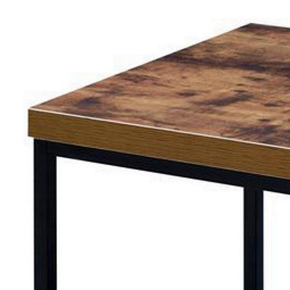 Benzara Contemporary Style Rectangular Wood And Metal End Table, Brown And Black